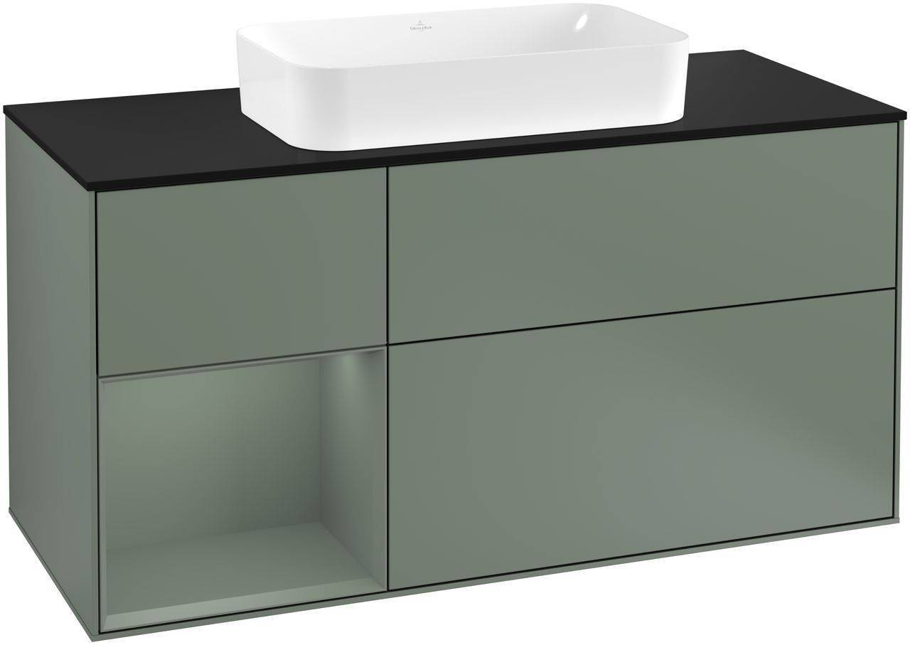 Villeroy & Boch Finion Waschtischunterschrank 1200 x 603 x 501mm, Abdeckplatte schwarz matt