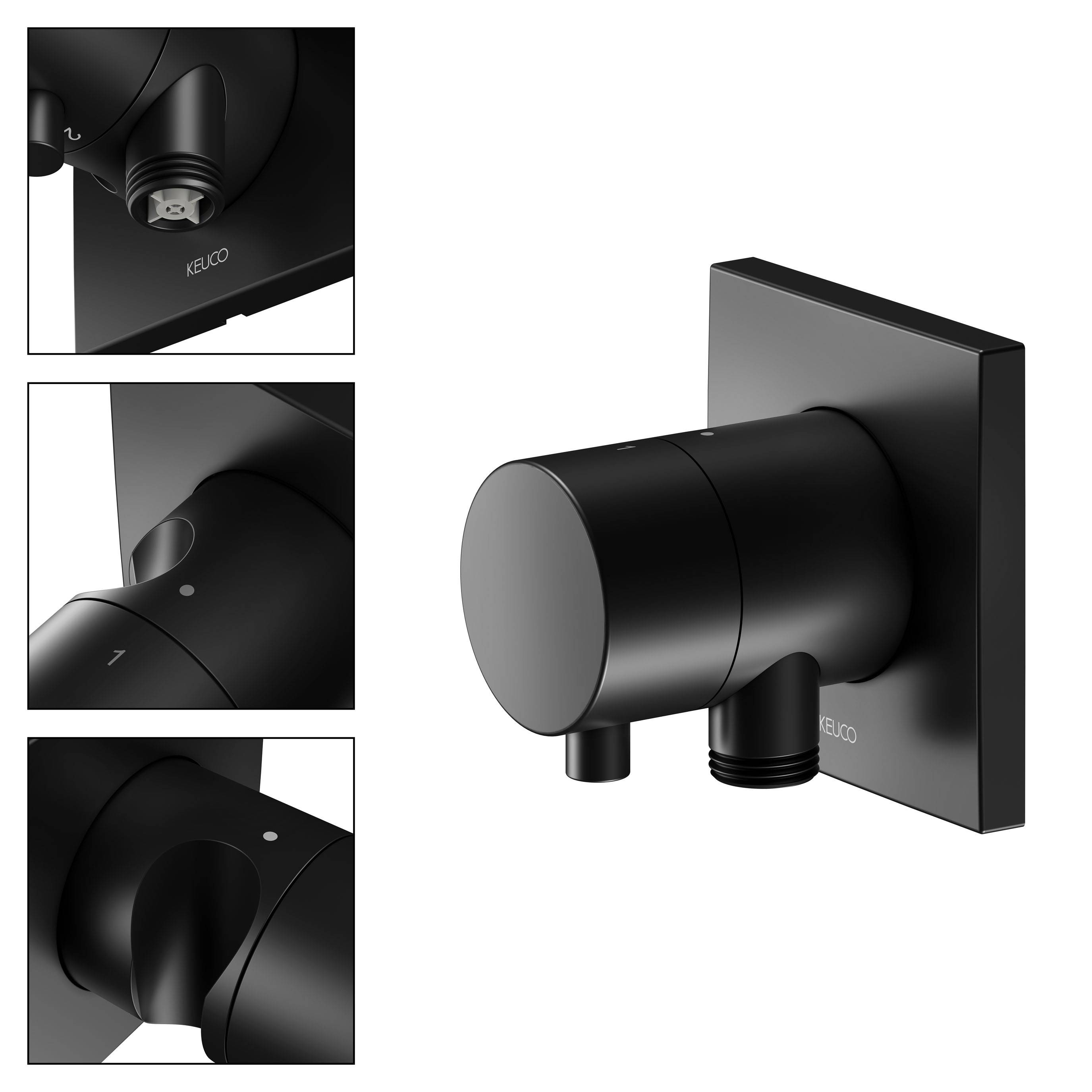 KEUCO IXMO Black Selection 2-Wege Umstellventil mit Schlauchanschluss und Brausehalter UP DN15
