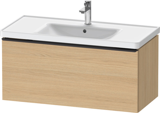 Duravit D-Neo Waschtischunterbau wandhängend mit Möbelgriff Diamantschwarz