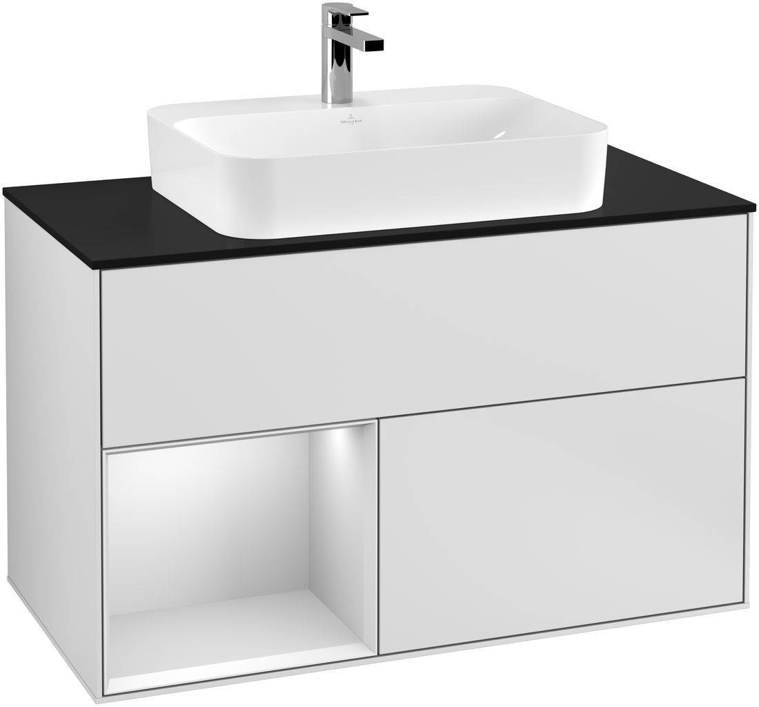 Villeroy & Boch Finion Waschtischunterschrank 1000 x 603 x 501mm, Abdeckplatte schwarz matt