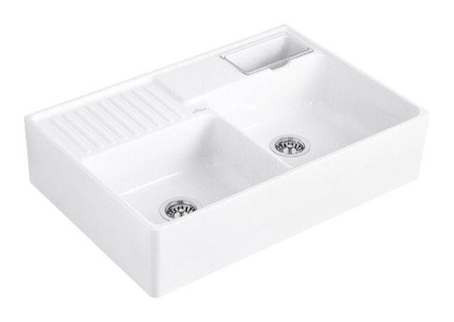 Villeroy & Boch Spülstein Doppelbecken, mit Ablaufgarnitur mit Excenterbestätigung, 895 x 630mm