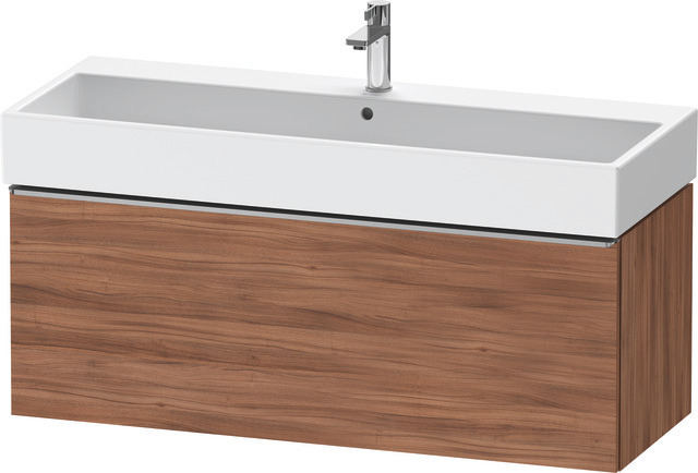Duravit D-Neo Waschtischunterbau wandhängend mit Möbelgriff Edelstahl gebürstet