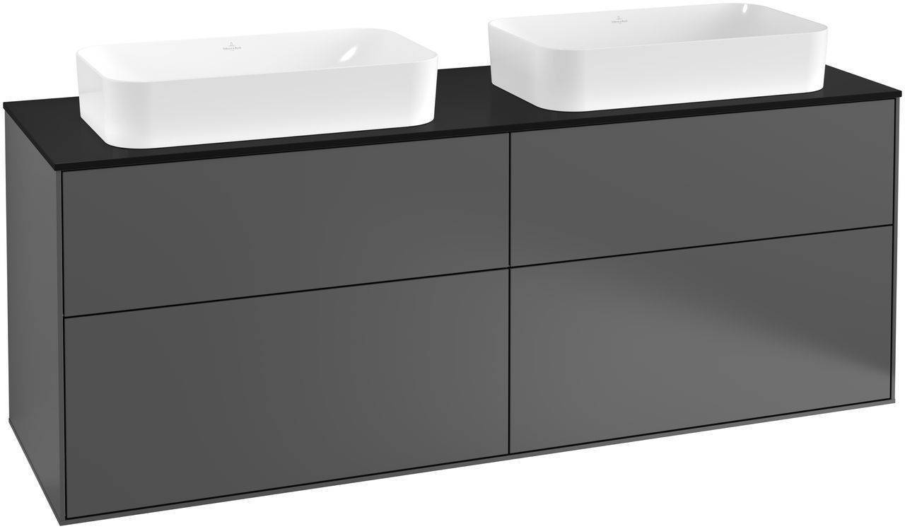 Villeroy & Boch Finion Waschtischunterschrank 1600 x 603 x 501mm, Abdeckplatte schwarz matt