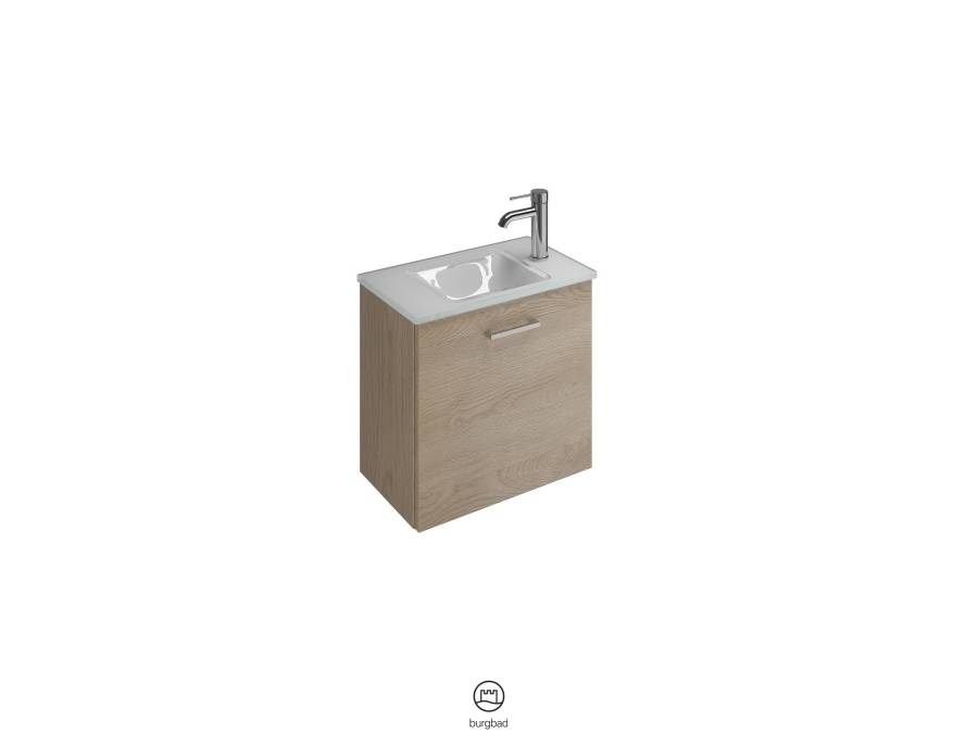 burgbad Eqio SFPH052 Waschtischkombination, Glas Waschtisch mit Unterschrank