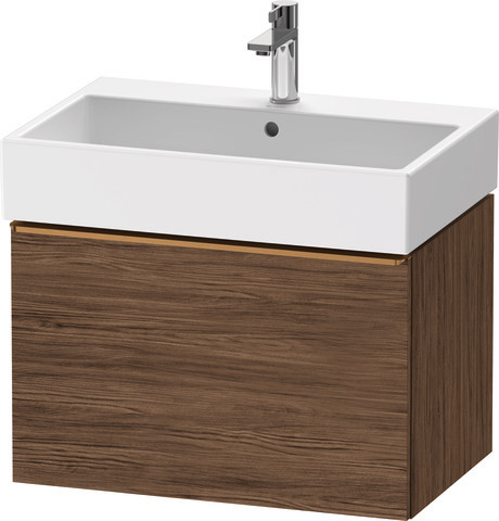 Duravit D-Neo Waschtischunterbau wandhängend mit Möbelgriff Bronze gebürstet