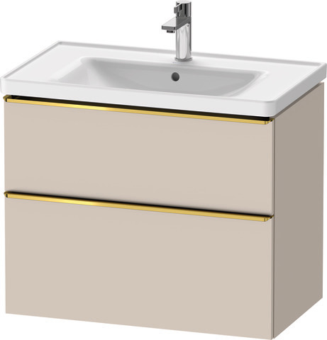 Duravit D-Neo Waschtischunterbau wandhängend mit Möbelgriff Gold poliert