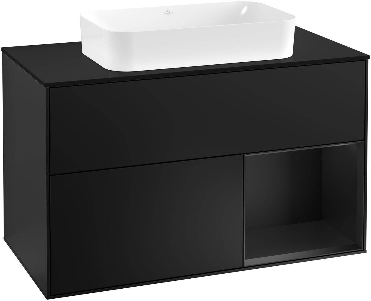 Villeroy & Boch Finion Waschtischunterschrank 1000 x 603 x 501mm, Abdeckplatte schwarz matt