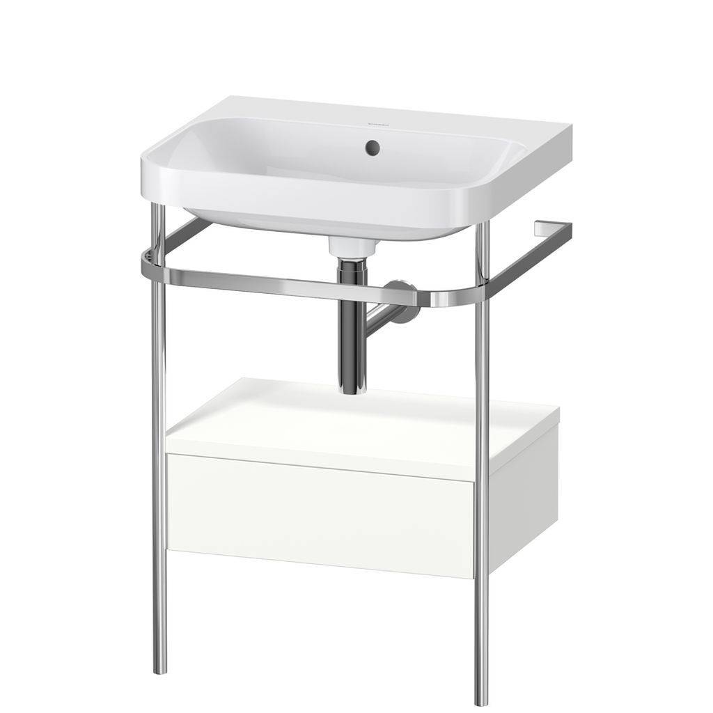 Duravit Happy D.2 Plus Möbelwaschtisch c-shaped mit Metallkonsole, bodenstehend, 575 x 490mm