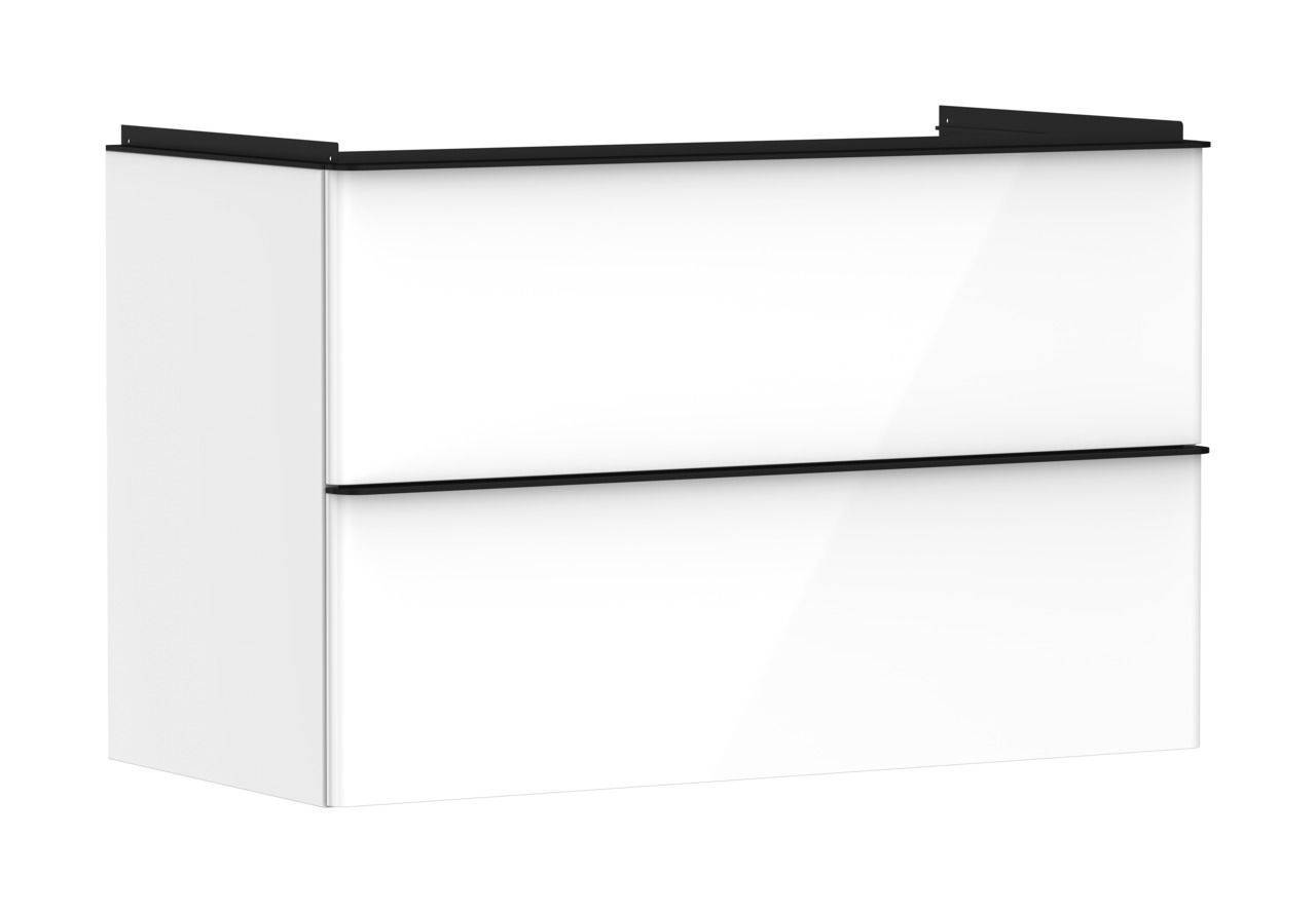 Hansgrohe Xelu Q Waschtischunterschrank 980mm Korpus weiß hochglanz, Griff mattschwarz