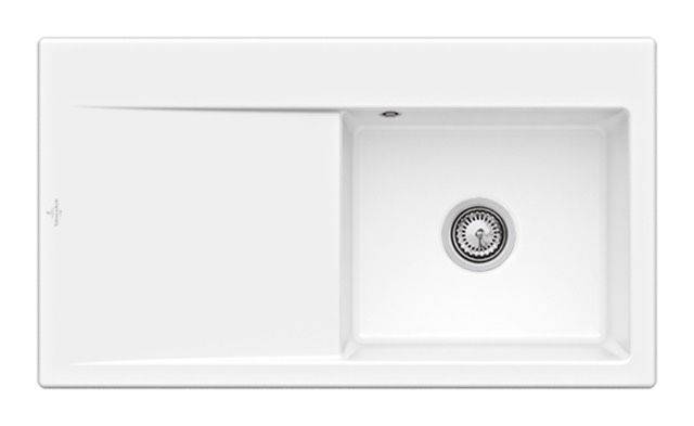 Villeroy & Boch Subway Style 50 Flat Küchenspüle, Becken rechts, Ablaufgarnitur mit Handbetätigung