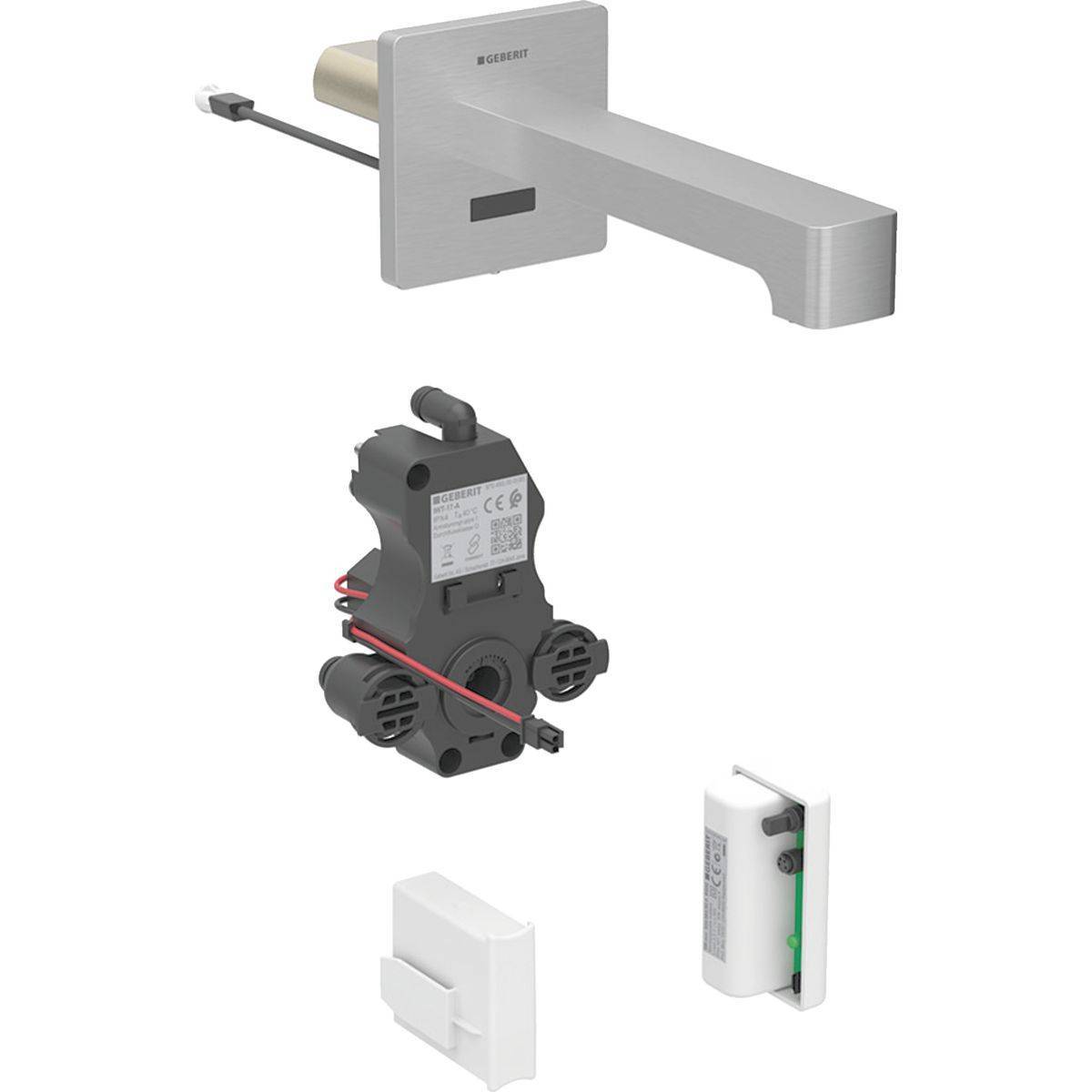 Brenta Waschtischarmatur zur Wandmontage, Generatorbetrieb, für UP-Funktionsbox, 22cm