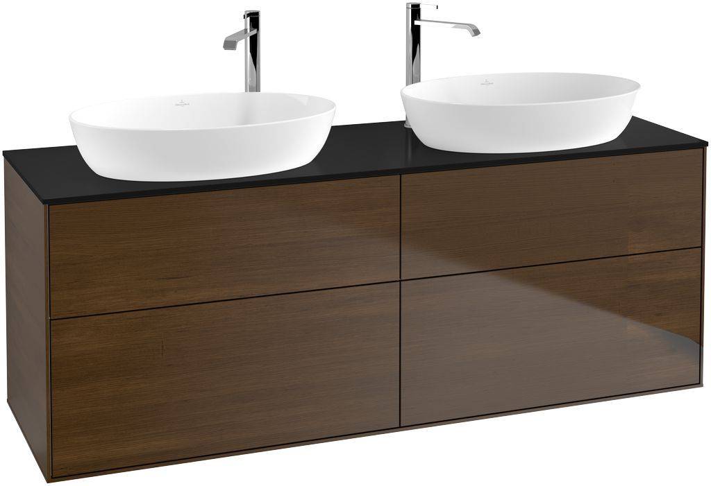 Villeroy & Boch Finion Waschtischunterschrank 1600 x 603 x 501mm, Abdeckplatte schwarz matt