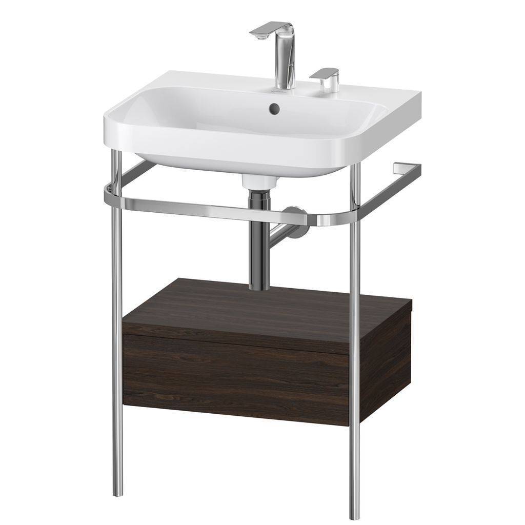 Duravit Happy D.2 Plus Möbelwaschtisch c-shaped mit Metallkonsole, bodenstehend, 575 x 490mm