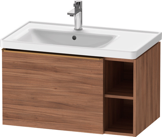 Duravit D-Neo Waschtischunterbau wandhängend mit Möbelgriff Bronze gebürstet