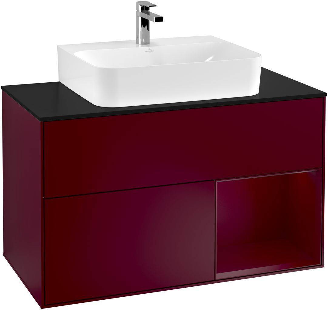 Villeroy & Boch Finion Waschtischunterschrank 1000 x 603 x 501mm, Abdeckplatte schwarz matt