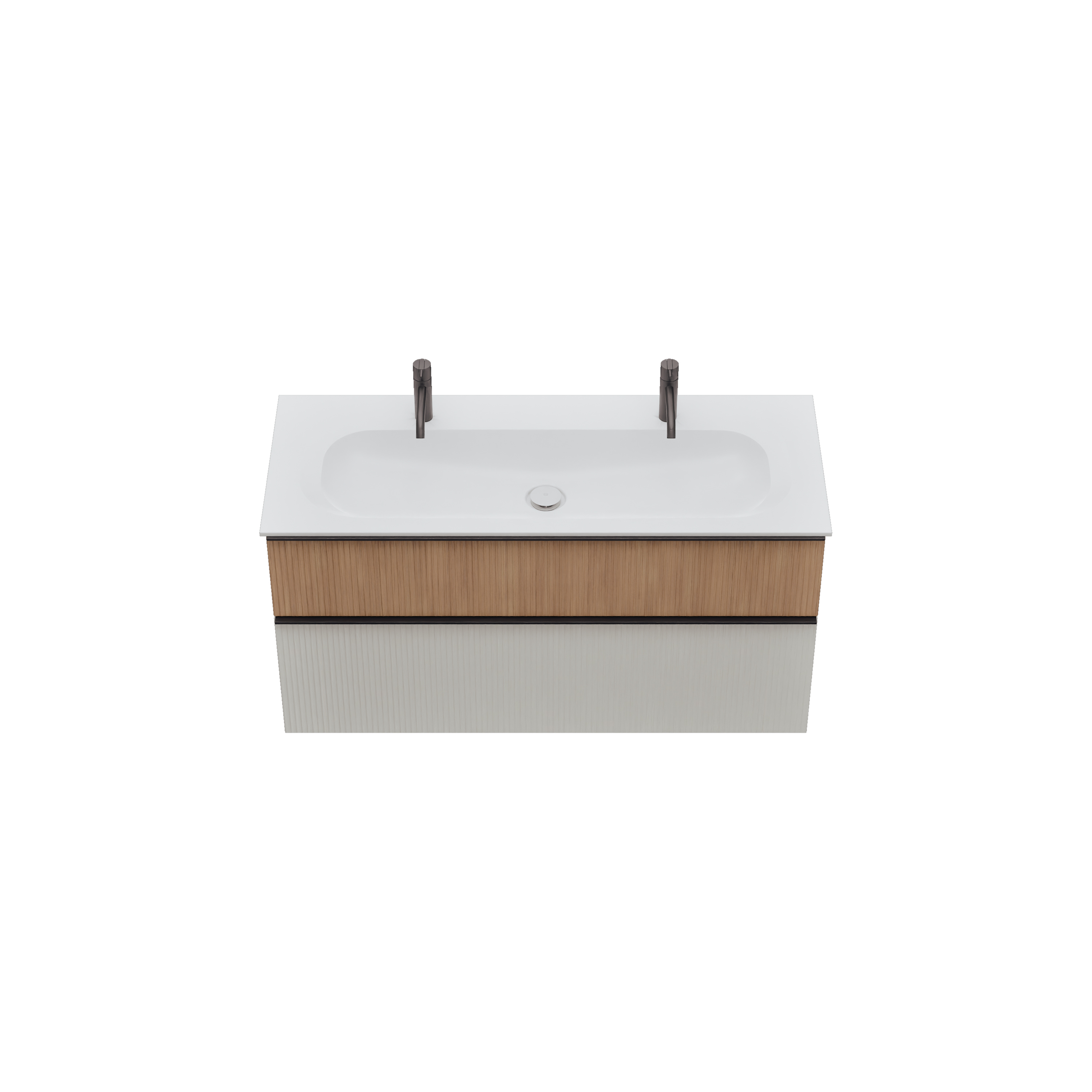 burgbad Fiumo 2.0 Badmöbel-Set 1220mm Veloursgrau Softmatt, Griff Schwarz Matt G0200