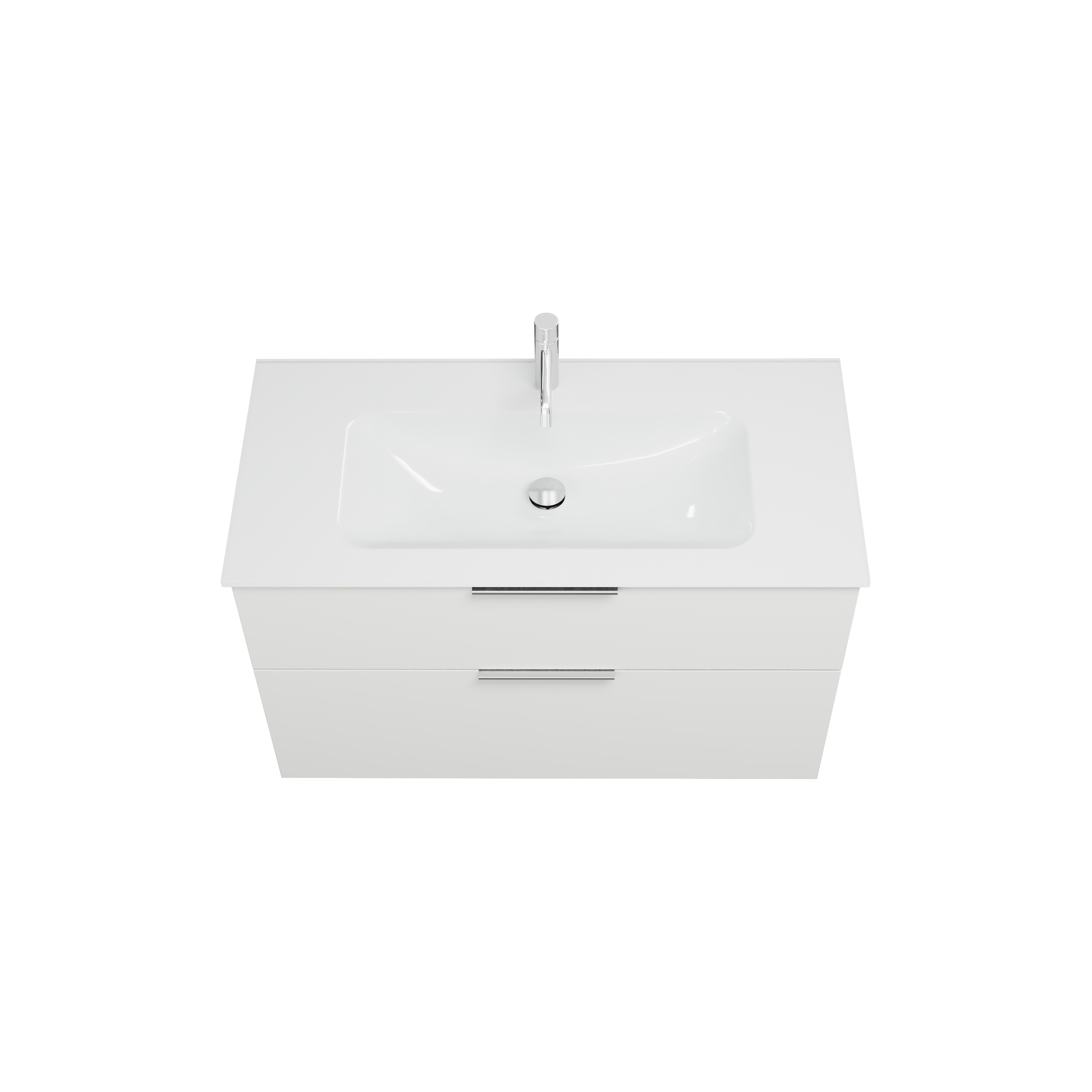 burgbad Eqio Badmöbel-Set SEYX102 mit Glas-Waschtisch, Weiß Hochglanz/Weiß
