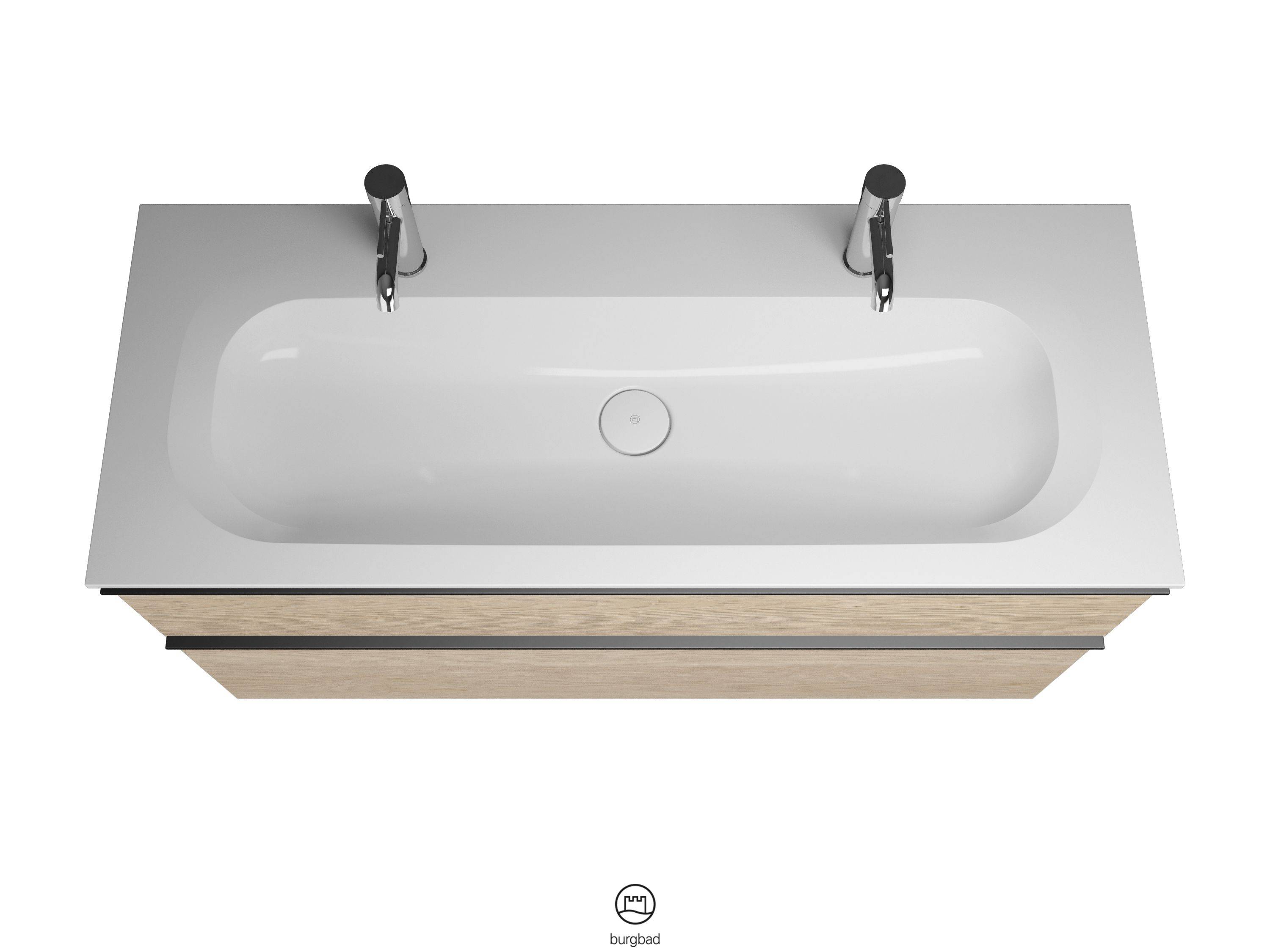 Fiumo Waschtisch mit Waschtischunterschrank SFXM122, Eiche Dekor Cashmere/Alpinweiss