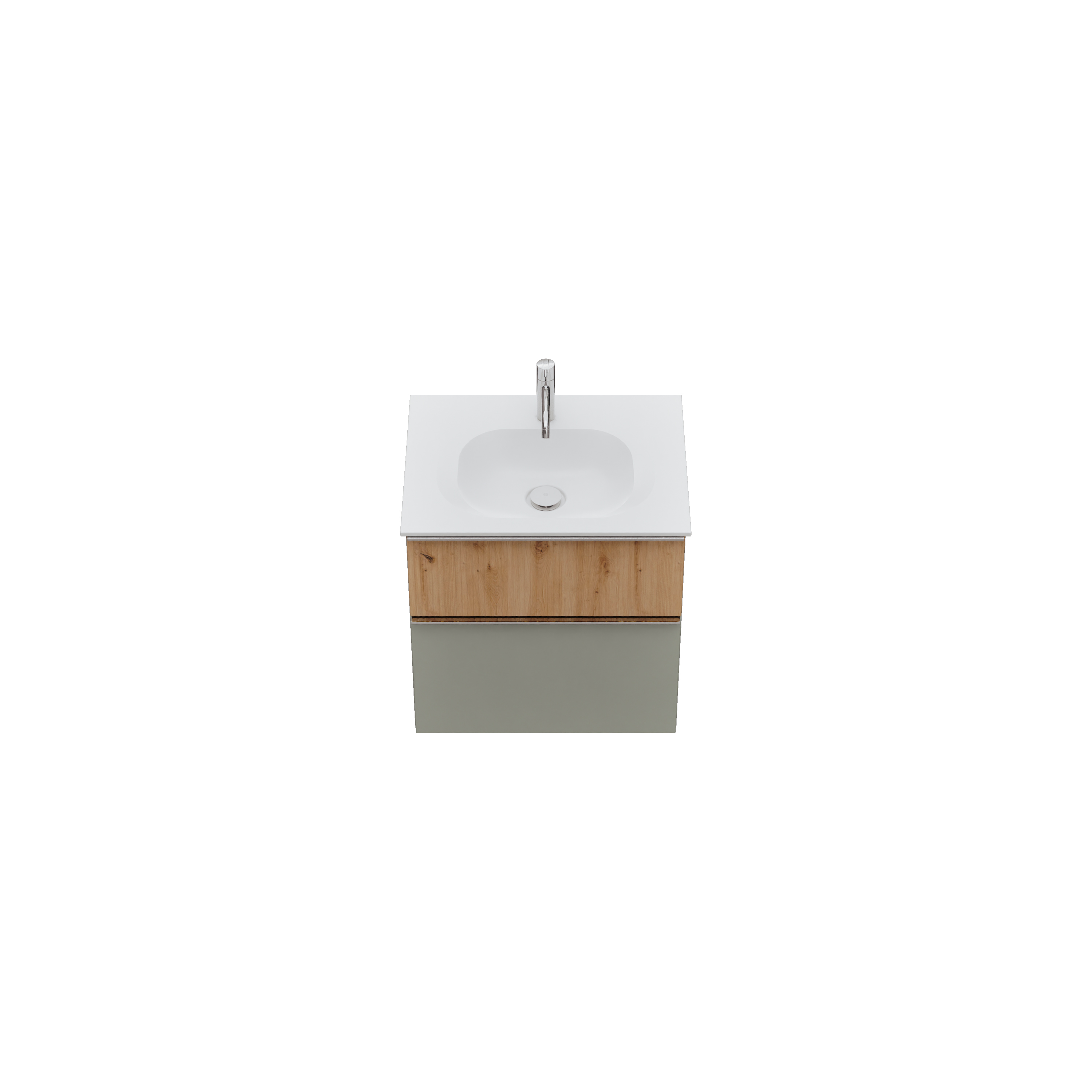 burgbad Fiumo 2.0 Badmöbel-Set 620mm Rauchgrün Softmatt, Griff Chrom G0146