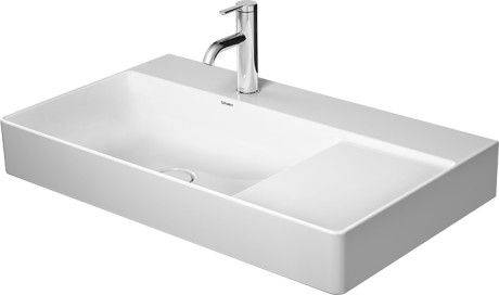 DuraSquare Waschtisch asymmetrisch, geschliffen, 800 x 470mm, mit Hahnloch