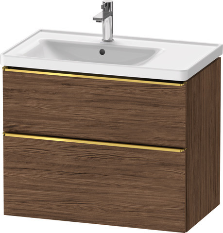 Duravit D-Neo Waschtischunterbau wandhängend mit Möbelgriff Gold poliert