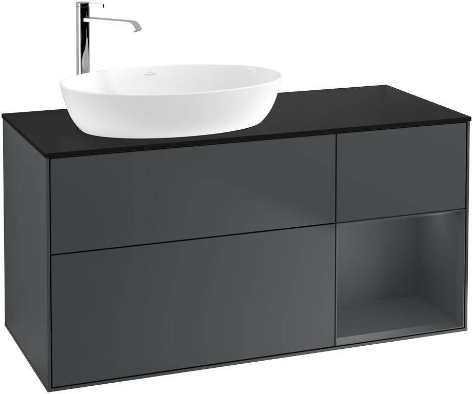 Villeroy & Boch Finion Waschtischunterschrank 1200 x 603 x 501mm, Abdeckplatte schwarz matt