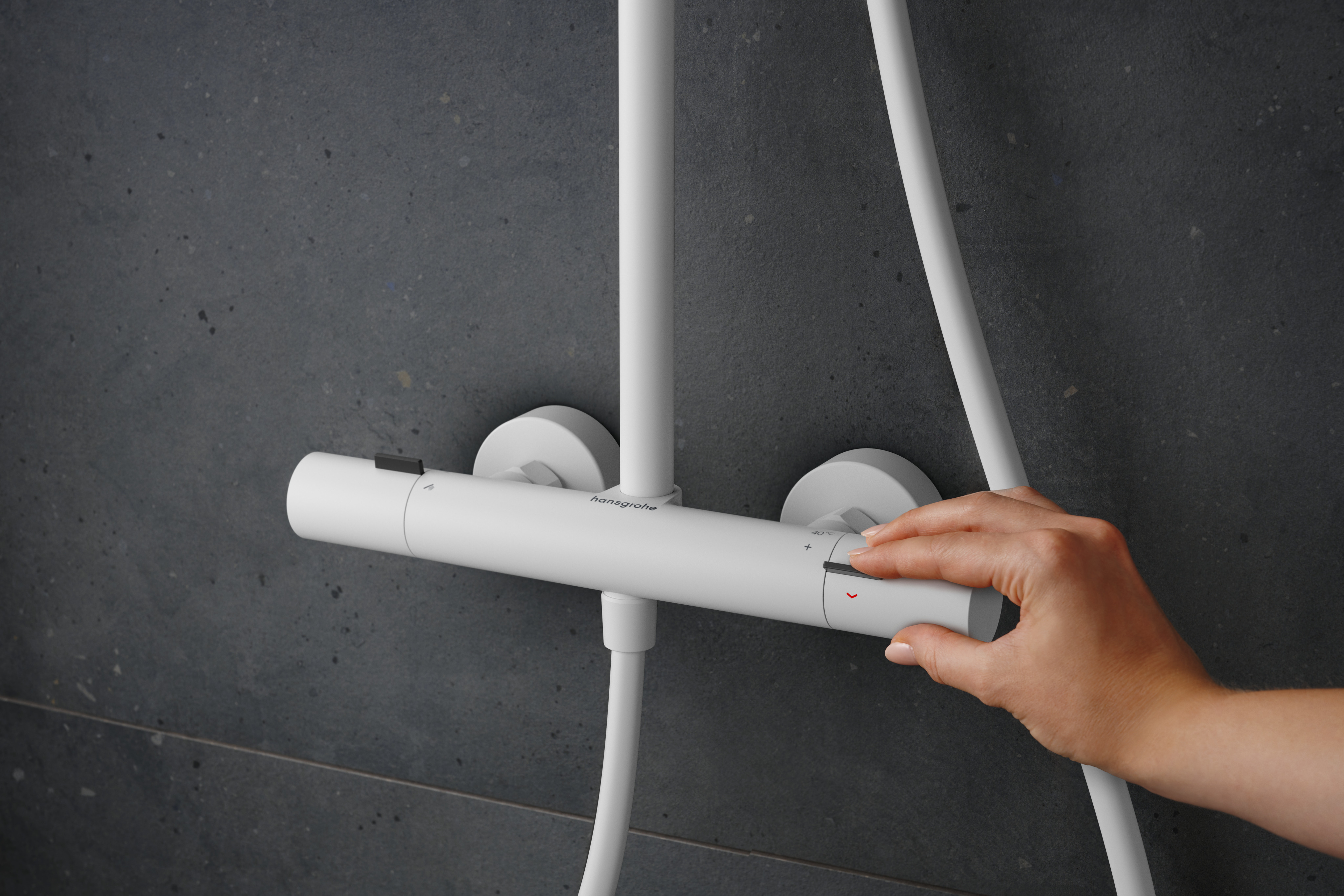 Pulsify S Puro Showerpipe 260 1jet EcoSmart with Ecostat Fine and hand shower 3jet chrome