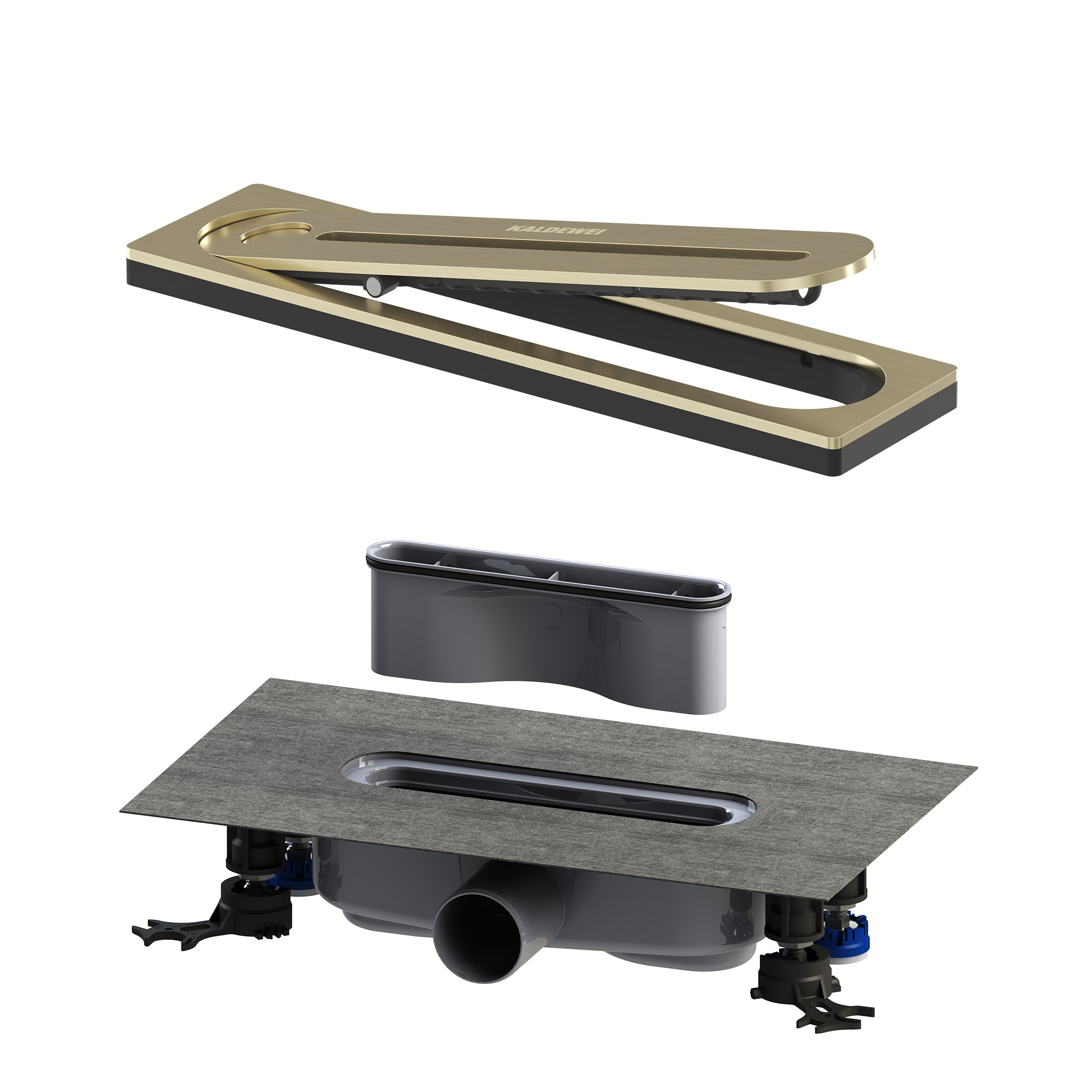 Flowpoint Zero Duschablauf-Set mit FlowDrain Regular, champagner gebürstet