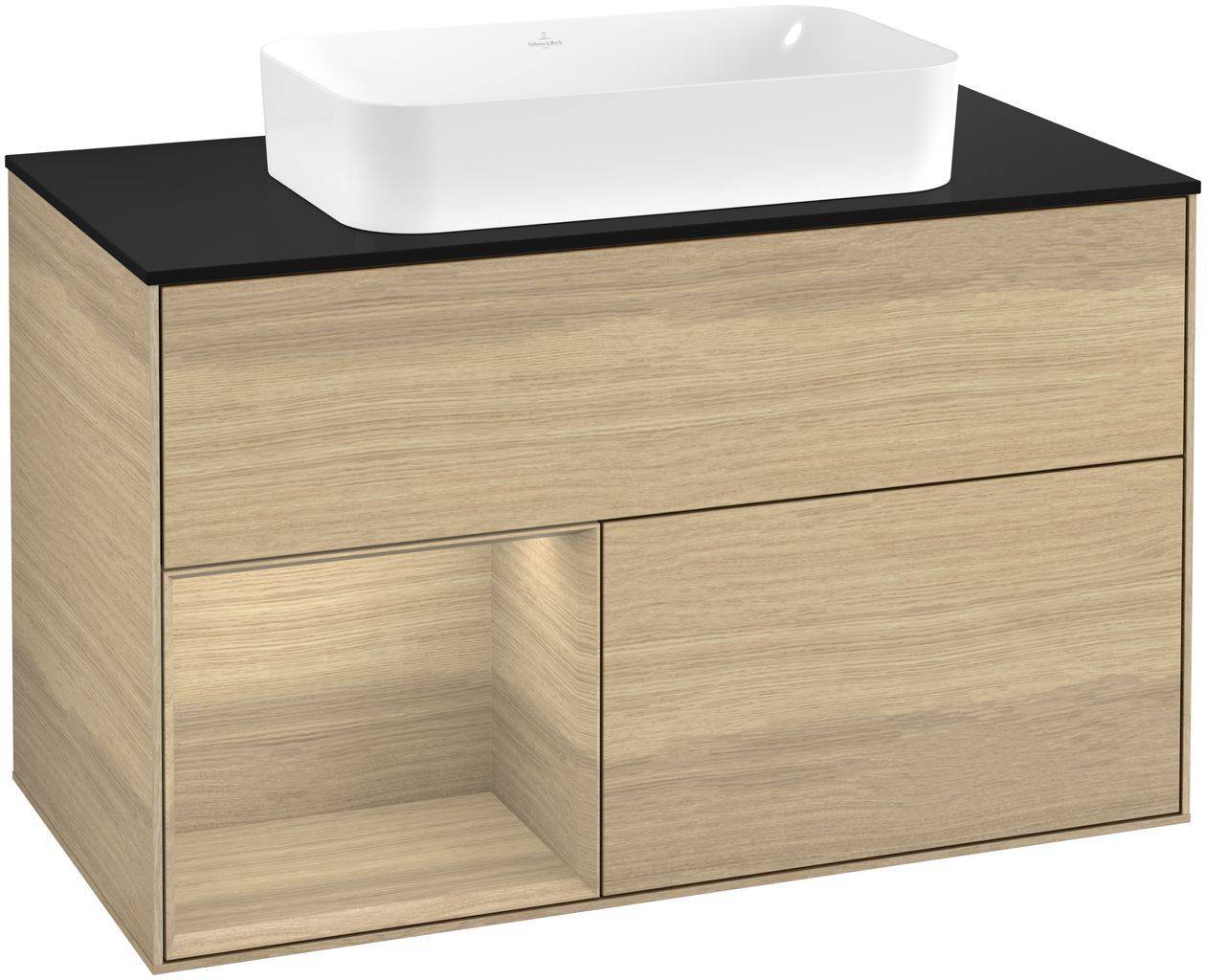 Villeroy & Boch Finion Waschtischunterschrank 1000 x 603 x 501mm, Abdeckplatte schwarz matt