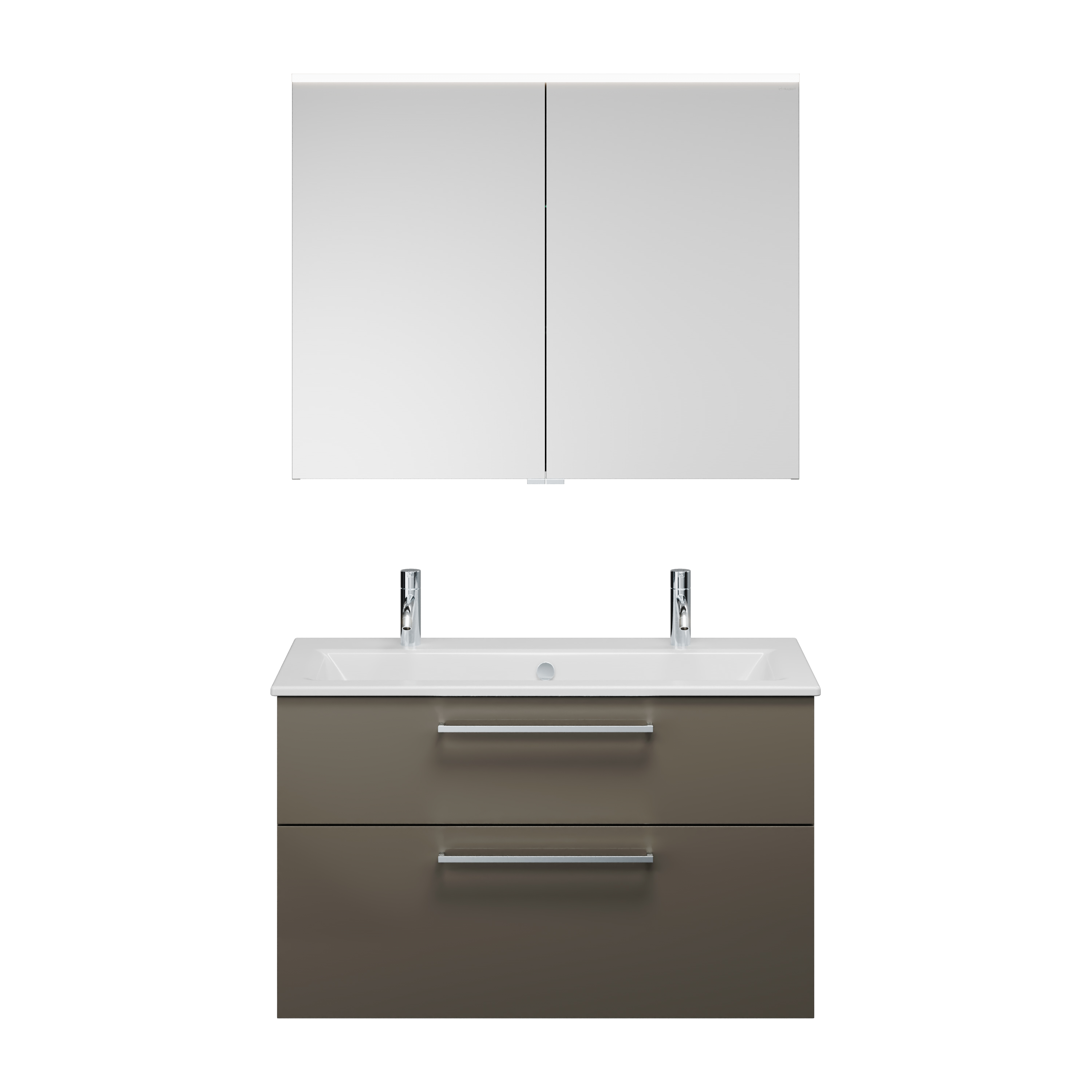 burgbad Eqio Badmöbel-Set SHCQ102F Grau Hochglanz/Alpinweiss