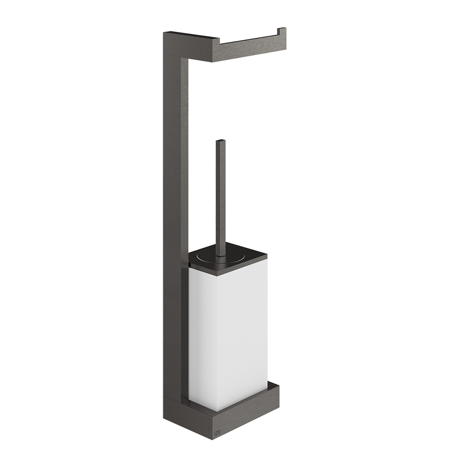 Rettangolo Wand-Toilettenbürstengarnitur mit Papierrollenhalter, Behälter schwarz