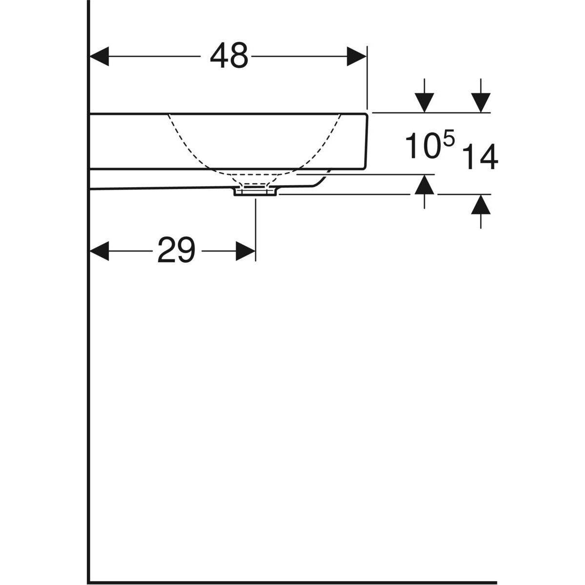 One Waschtisch 75cm, Abgang vertikal
