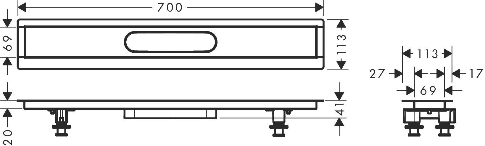 RainDrain uBox universal Installationsset 70cm für Duschrinnen