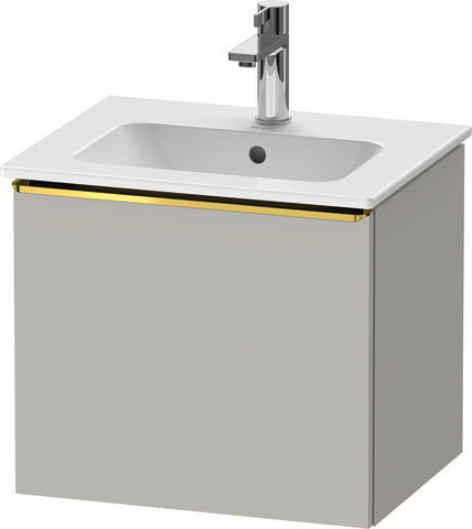 Duravit D-Neo Waschtischunterbau wandhängend mit Möbelgriff Gold poliert