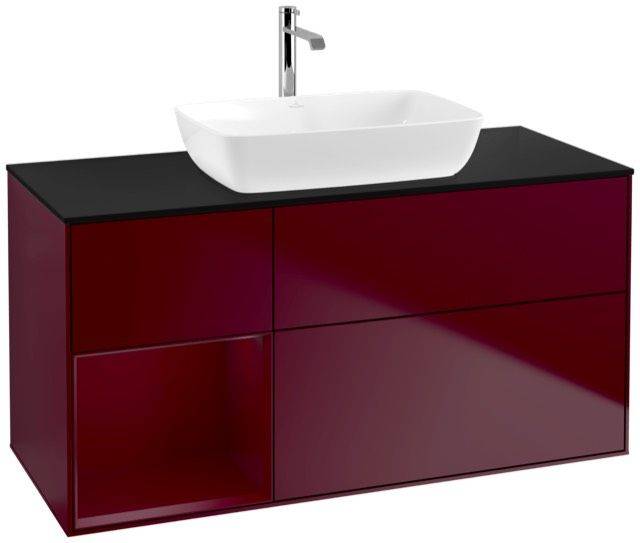 Villeroy & Boch Finion Waschtischunterschrank 1200 x 603 x 501mm, Abdeckplatte schwarz matt