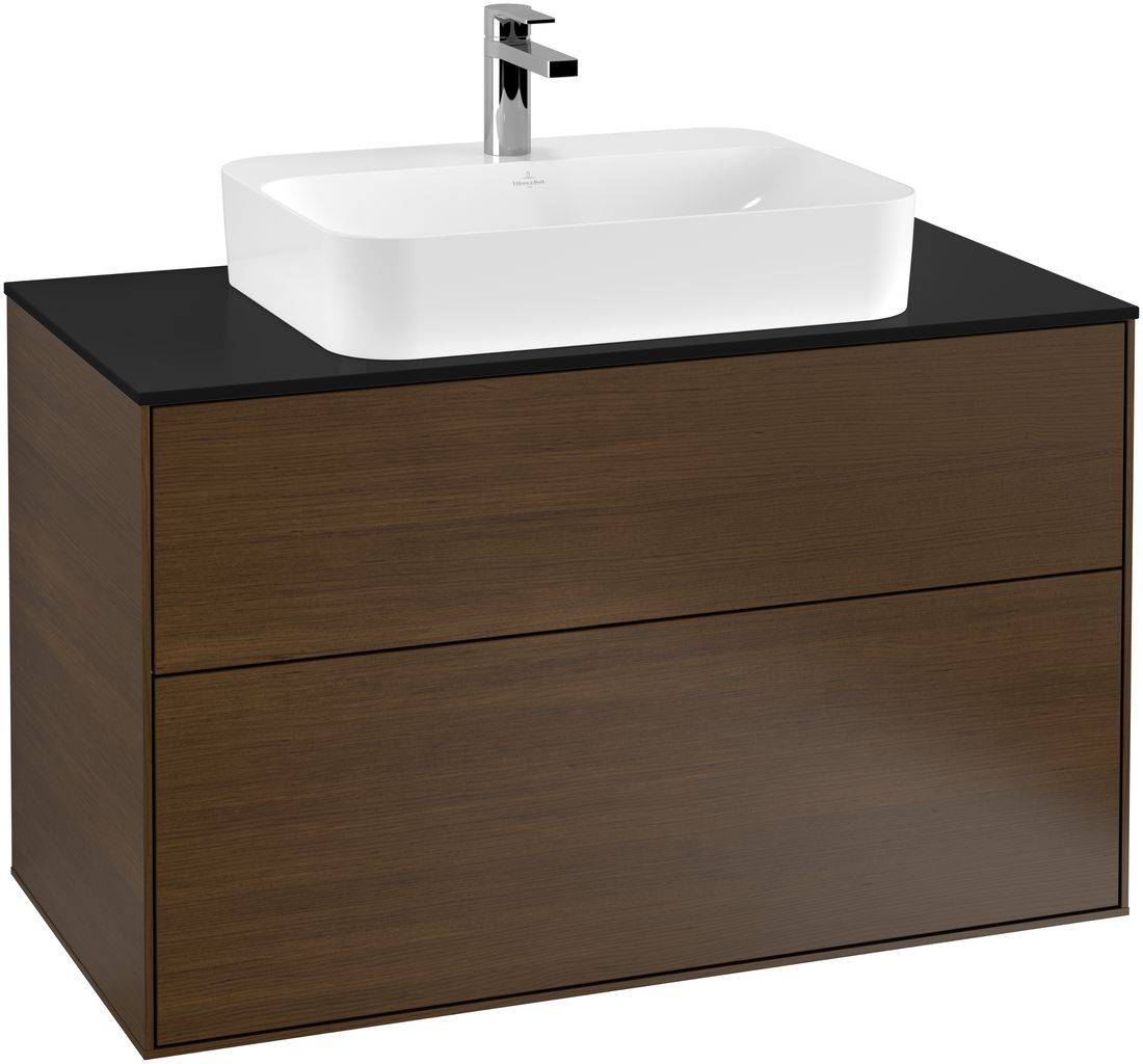 Villeroy & Boch Finion Waschtischunterschrank 1000 x 603 x 501mm, Abdeckplatte schwarz matt