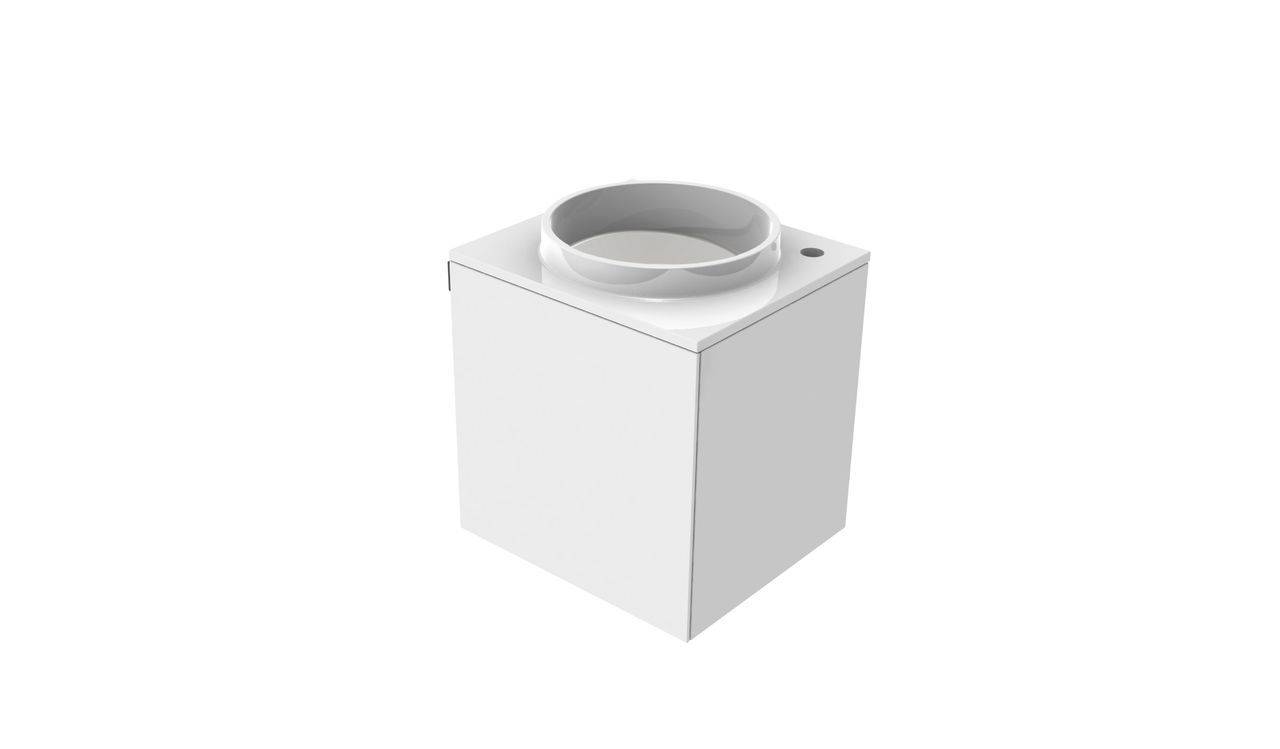 Asis Gäste Waschtisch Mineralguss 450mm Türgriff links, mit Armaturbohrung rechts