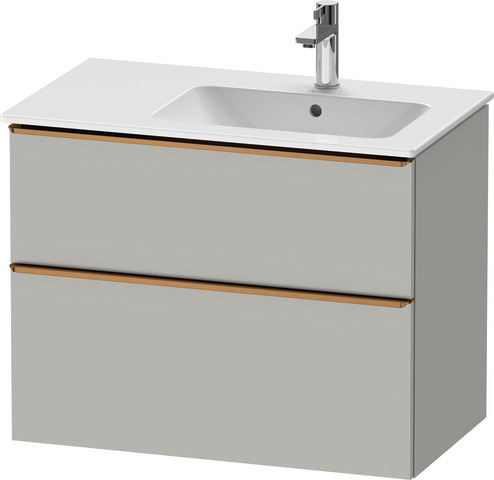 Duravit D-Neo Waschtischunterbau wandhängend mit Möbelgriff Bronze gebürstet