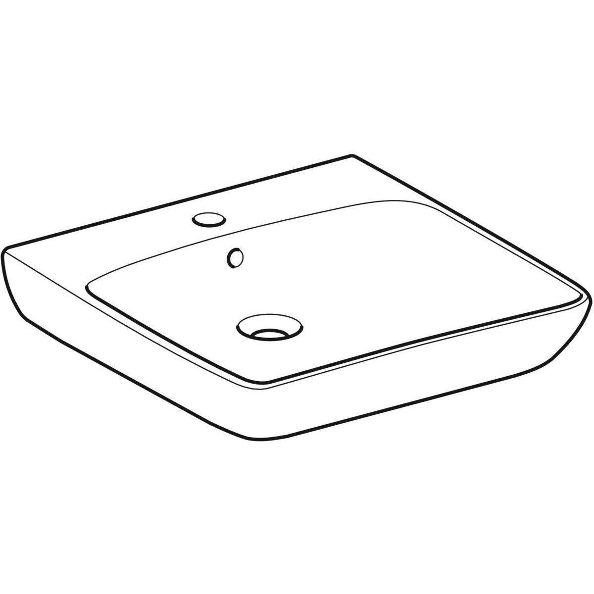 Renova Comfort Basic Waschtisch, 600 x 550mm, unterfahrbar, mit Hahnloch, mit Überlauf