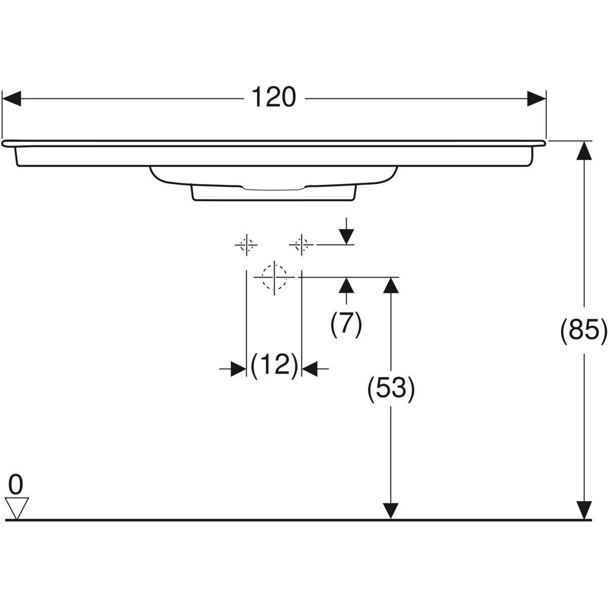 One Möbelwaschtisch 120cm, Abgang horizontal