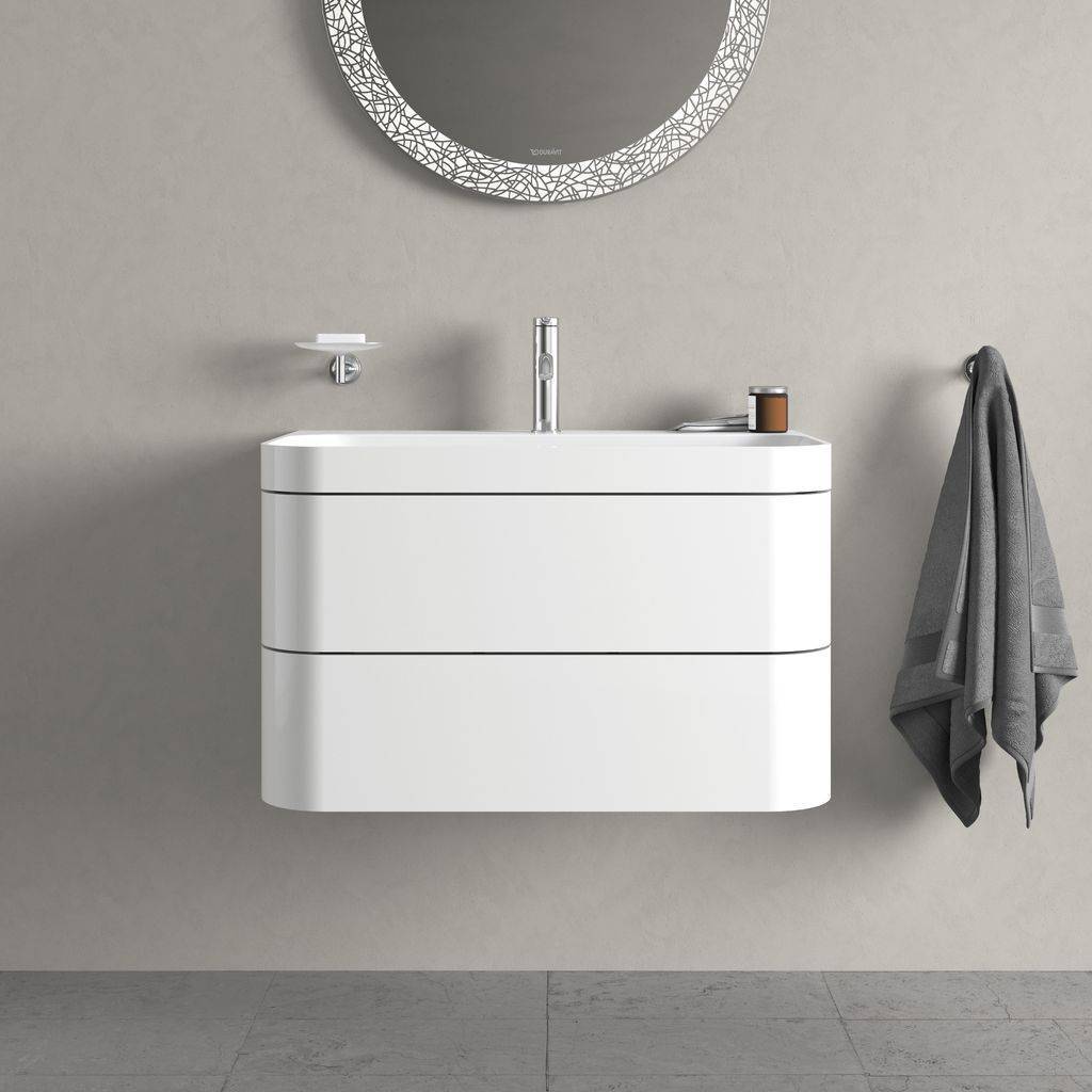 Happy D.2 Plus Möbelwaschtisch c-bonded mit Unterbau, wandhängend, 775 x 490mm