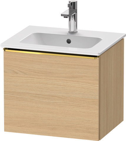 Duravit D-Neo Waschtischunterbau wandhängend mit Möbelgriff Gold poliert