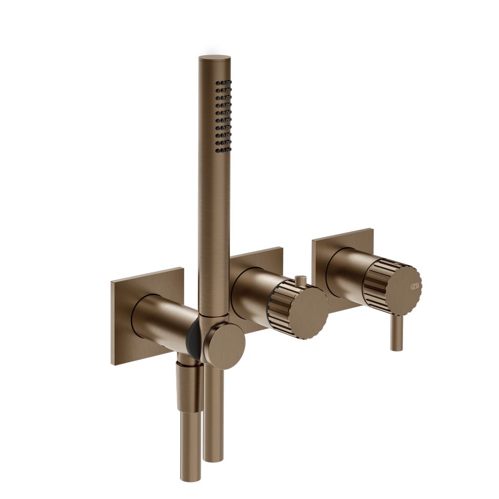 Gessi Incastri Brause-Set Coffee bronze gebürstet PVD