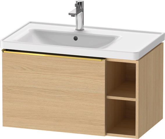 Duravit D-Neo Waschtischunterbau wandhängend mit Möbelgriff Gold poliert