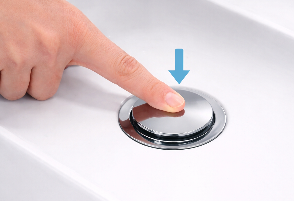 Ein Push-Open Ablauf in Chrom, auf den mit dem Finger gedrückt wird.