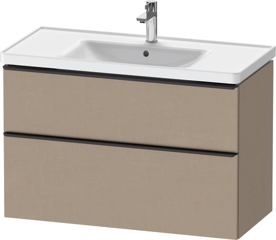 Duravit D-Neo Waschtischunterbau wandhängend mit Möbelgriff Diamantschwarz