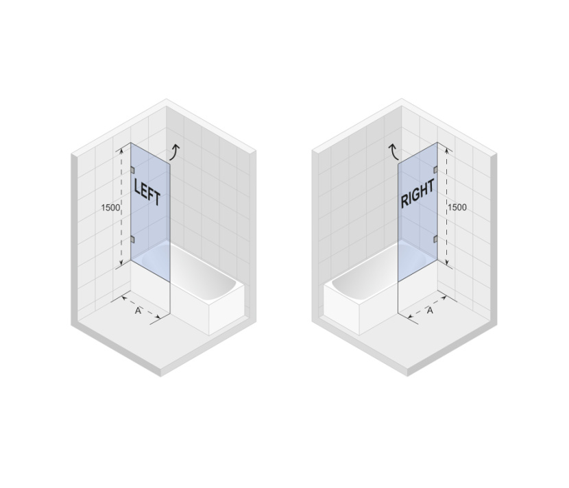 Scandic NXT X108 Badewannen-Duschabtrennung Modell links