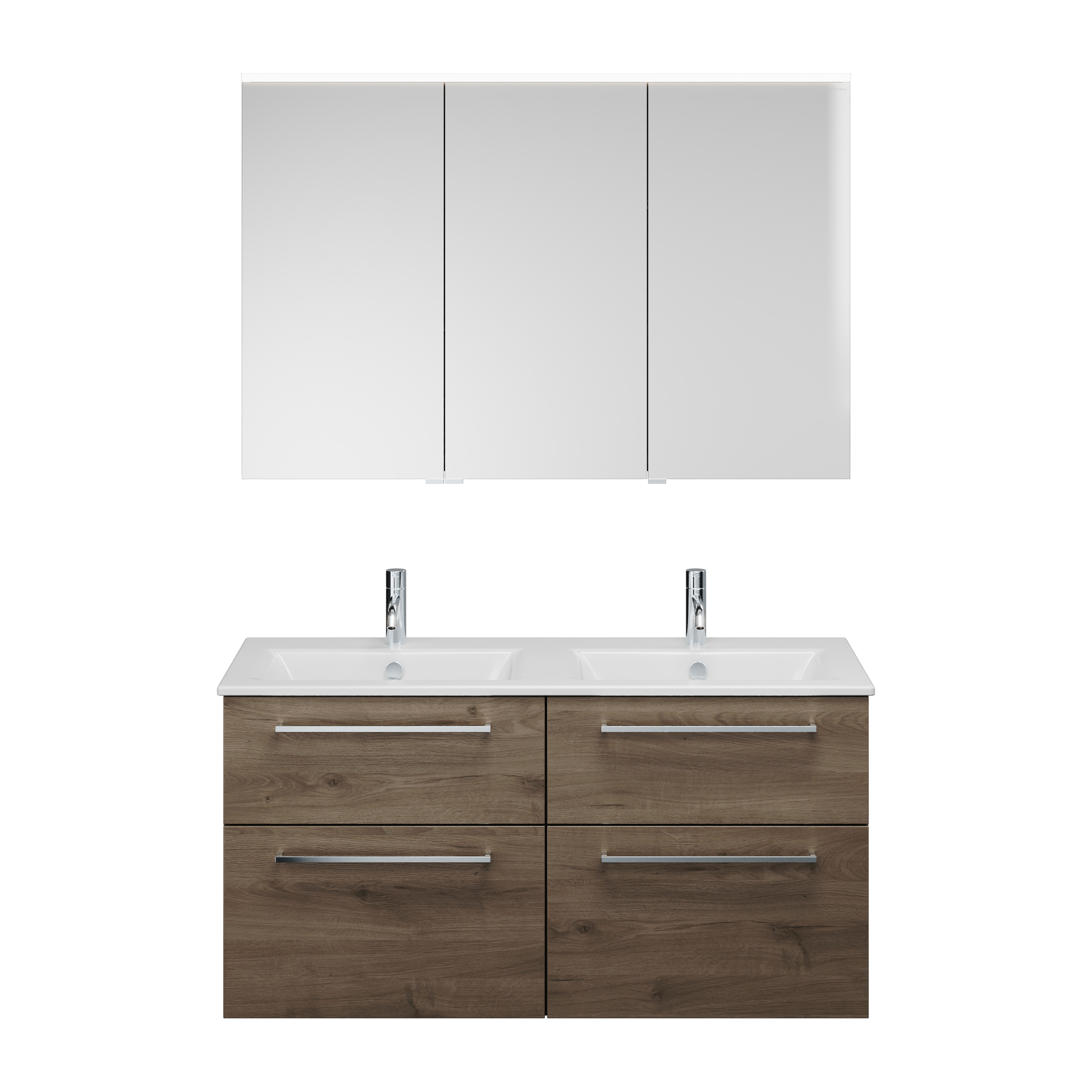 burgbad Eqio Badmöbel-Set SHCR122LF Eiche Dekor Caramel/Alpinweiss