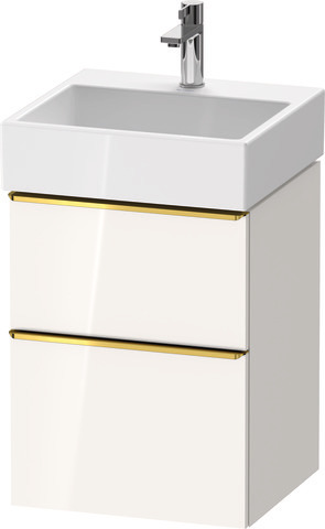 Duravit D-Neo Waschtischunterbau wandhängend mit Möbelgriff Gold poliert
