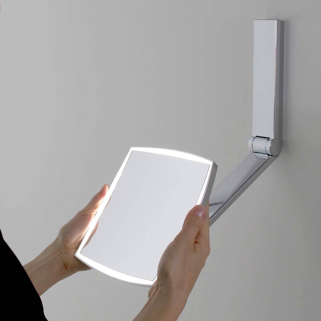 Kosmetikspiegel iLook_move, eckig, beleuchtet, 5-stufig-einstellbarer Lichtfarbe, Netzanschluss